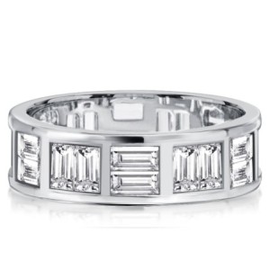 Italo Baguette Cut Eternity Band For Women Silver Wedding Bands