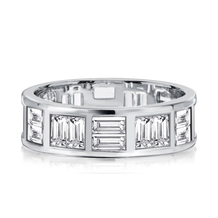 Italo Baguette Cut Eternity Band For Women Silver Wedding Bands