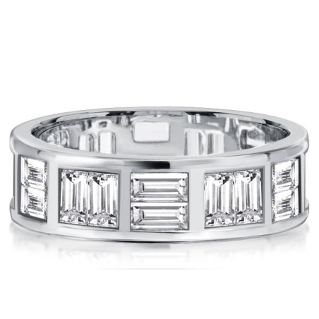 Italo Baguette Cut Eternity Band For Women Silver Wedding Bands