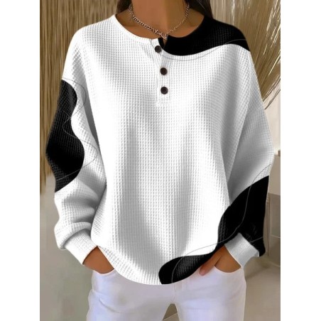 Women Abstract Crew Neck Printing Casual Spring/Fall Long Sleeve Sweatshirt
