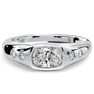 Italo Flush Setting East West Cushion Cut Engagement Ring For Women