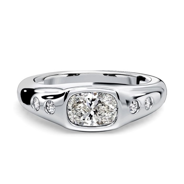 Italo Flush Setting East West Cushion Cut Engagement Ring For Women