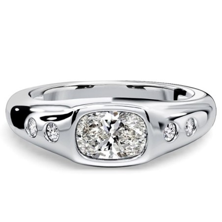 Italo Flush Setting East West Cushion Cut Engagement Ring For Women
