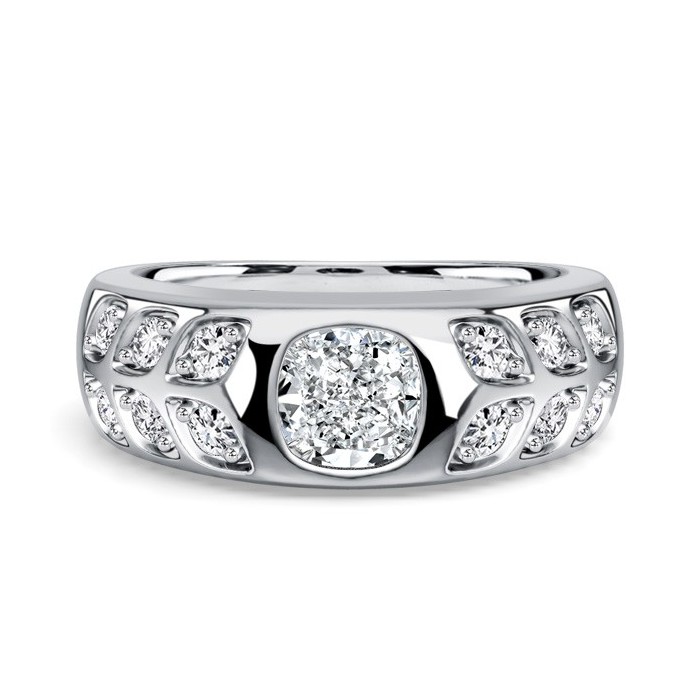 Italo Flush Setting Cushion Cut Vintage Engagement Rings For Women
