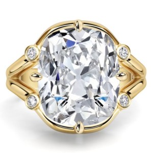 Italo Split Shank Elongated 5.5 Carat Cushion Cut Engagement Ring