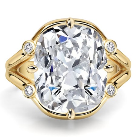 Italo Split Shank Elongated 5.5 Carat Cushion Cut Engagement Ring