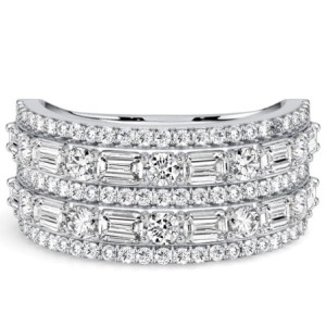 Italo Five-Row Emerald & Round Sapphire Half Eternity Band For Women