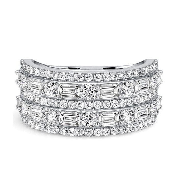 Italo Five-Row Emerald & Round Sapphire Half Eternity Band For Women