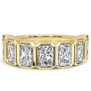 Italo Bezel Set Radiant Cut Half Eternity Wedding Band For Women