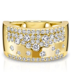 Italo Micro Pave Waterfall Round Cut Wide Wedding Band For Women