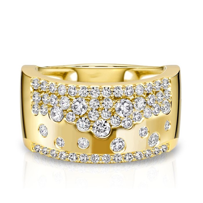 Italo Micro Pave Waterfall Round Cut Wide Wedding Band For Women