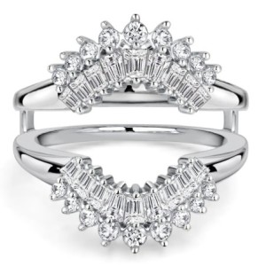 Italo Baguette & Round Cut Guard Enhancer Wedding Band For Women