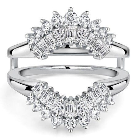 Italo Baguette & Round Cut Guard Enhancer Wedding Band For Women