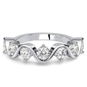 Italo Wave Half Bezel Round Cut Half Eternity Wedding Band For Women