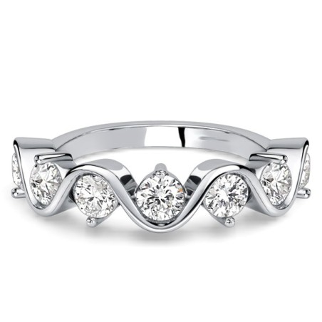 Italo Wave Half Bezel Round Cut Half Eternity Wedding Band For Women