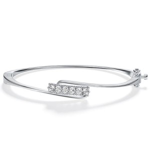 Italo White Sapphire Cushion Cut Bangle Bracelet For Women