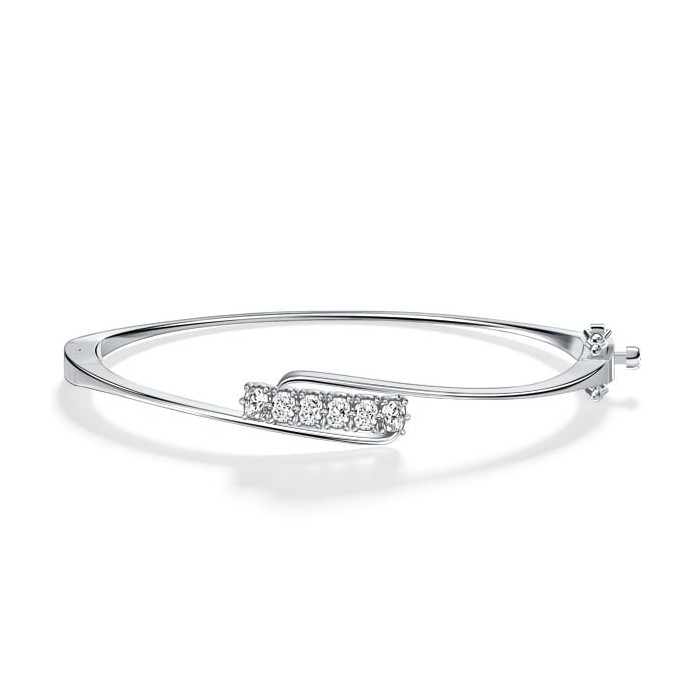 Italo White Sapphire Cushion Cut Bangle Bracelet For Women