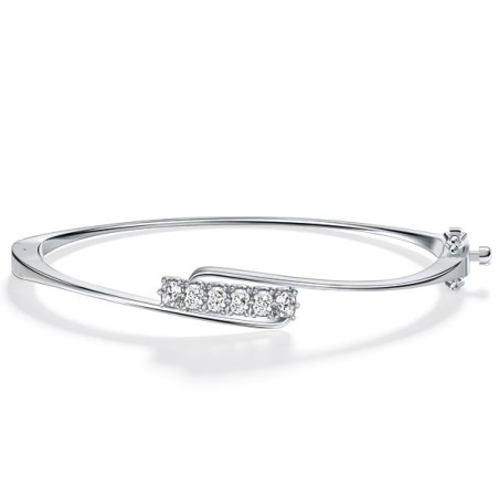 Italo White Sapphire Cushion Cut Bangle Bracelet For Women