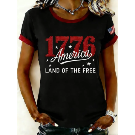 Women Text Letters Short Sleeve Tee T-shirt Crew Neck Printing Casual Graphic Tee Summer Top