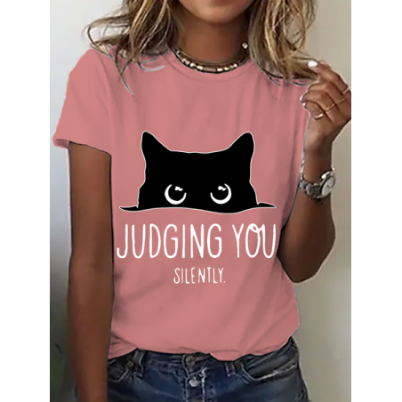 Women Text Letters Short Sleeve Tee T-shirt Crew Neck Casual Summer Top