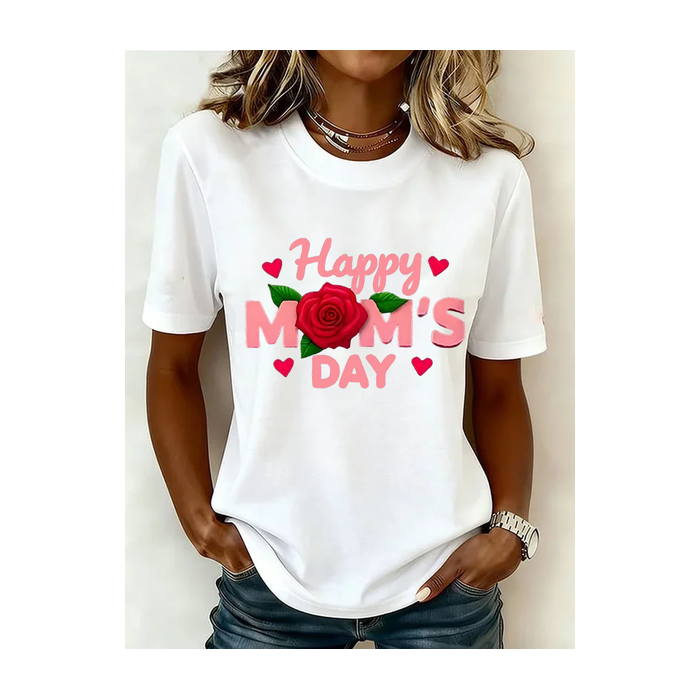 Women Floral Short Sleeve Tee T-shirt Crew Neck Printing Casual Graphic Tee Summer Top