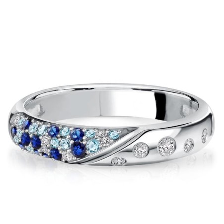 Italo Flush Setting Waterfall Blue Sapphire Half Eternity Band For Women