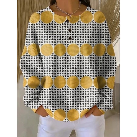 Women Abstract Crew Neck Printing Casual Spring/Fall Long Sleeve Sweatshirt