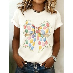 Women 3D Printing Short Sleeve Tee T-shirt Crew Neck Casual Summer Top