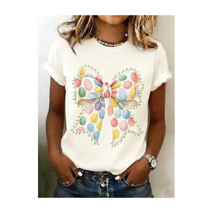 Women 3D Printing Short Sleeve Tee T-shirt Crew Neck Casual Summer Top