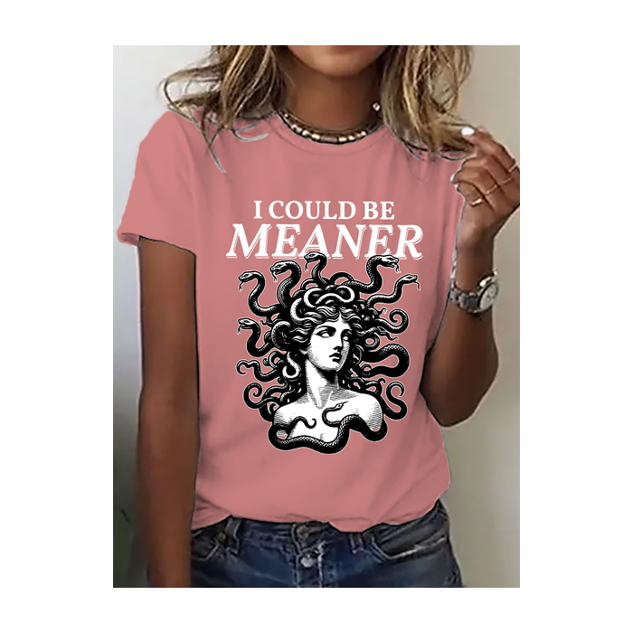 Women Text Letters Short Sleeve Tee T-shirt Crew Neck Vintage Summer Top