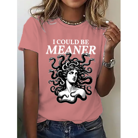 Women Text Letters Short Sleeve Tee T-shirt Crew Neck Vintage Summer Top