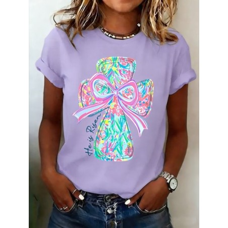 Women 3D Printing Short Sleeve Tee T-shirt Crew Neck Casual Summer Top