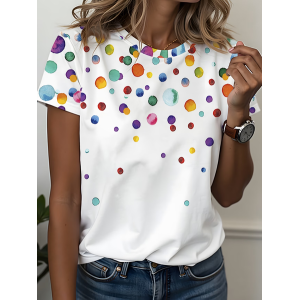 Women Abstract Short Sleeve Tee T-shirt Crew Neck Printing Casual Graphic Tee Summer Top