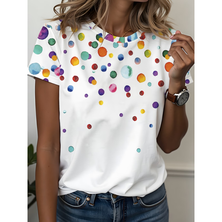 Women Abstract Short Sleeve Tee T-shirt Crew Neck Printing Casual Graphic Tee Summer Top