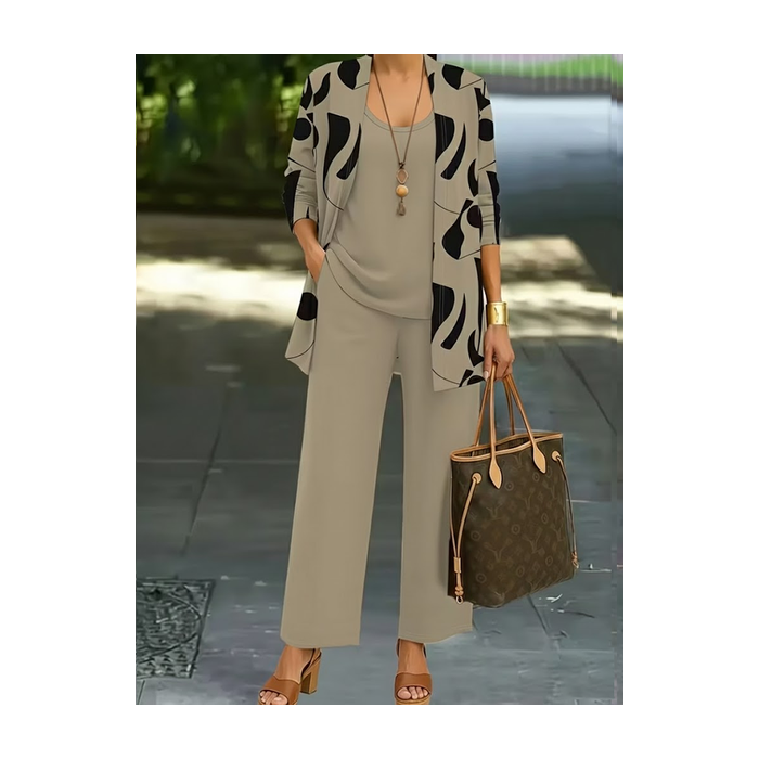 Women Plain Two-Piece Set Daily Long Sleeve Casual Spring/Fall Multi-Piece Set Matching Set