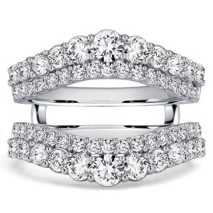Italo Crown Round Cut Ring Guard Enhancer Wedding Band For Women