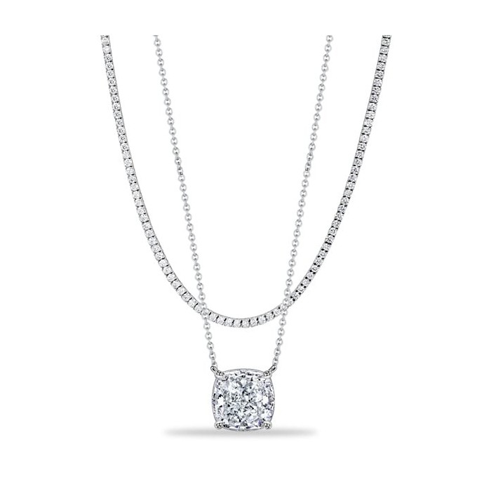 Italo Solitaire Cushion Cut Whte Sapphire Layering necklaces For Women