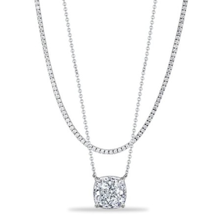 Italo Solitaire Cushion Cut Whte Sapphire Layering necklaces For Women
