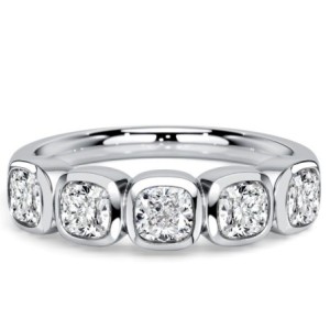 Italo Bezel Setting Cushion Cut Five Stone Wedding Band For Women