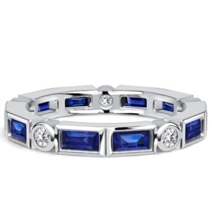 Italo Bezel Setting Baguette Cut Blue Sapphire Eternity Band For Women