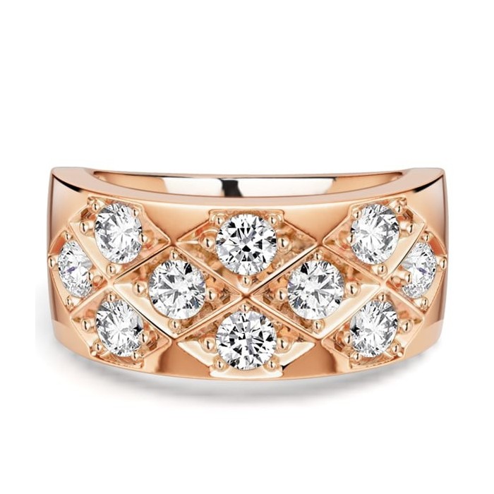 Italo Rose Gold 3 MM Round Cut Half Eternity Band For Women Vortex Ring