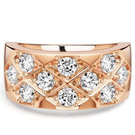 Italo Rose Gold 3 MM Round Cut Half Eternity Band For Women Vortex Ring