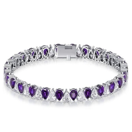Italo Pear Cut White & Amethyst Tennis Bracelet For Women