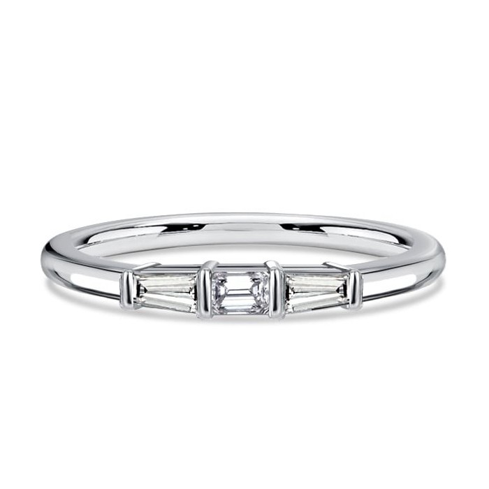 Italo Three Stone Baguette Wedding Band For Women Matching Wedding Bands
