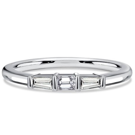 Italo Three Stone Baguette Wedding Band For Women Matching Wedding Bands