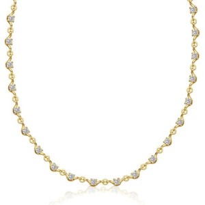 Italo Golden Scalloped Necklace Round Cut Tennis Necklace For Women