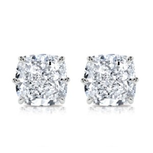 Italo 6 Prong 2 Carat Cushion Cut Stud Earrings For Women