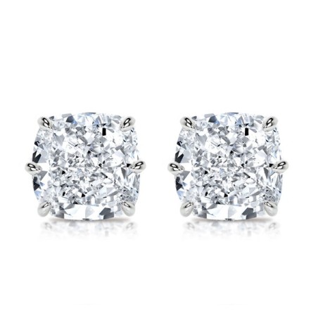 Italo 6 Prong 2 Carat Cushion Cut Stud Earrings For Women