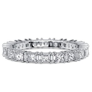 Italo Princess & Baguette Cut Eternity Wedding Band For Women