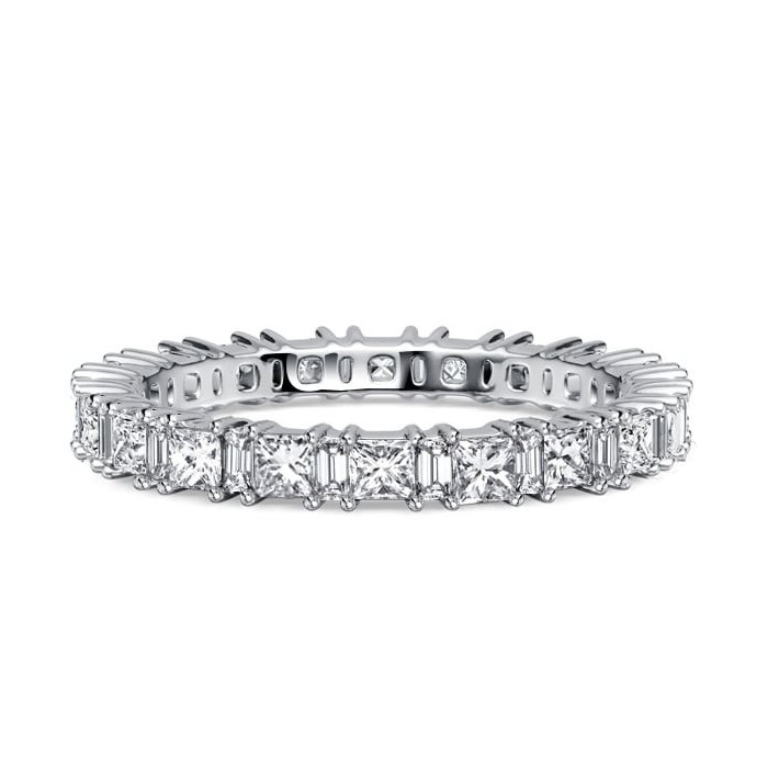Italo Princess & Baguette Cut Eternity Wedding Band For Women